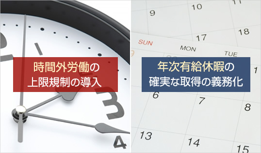 時間外労働の上限規制の導入/年次有給休暇の確実な取得の義務化